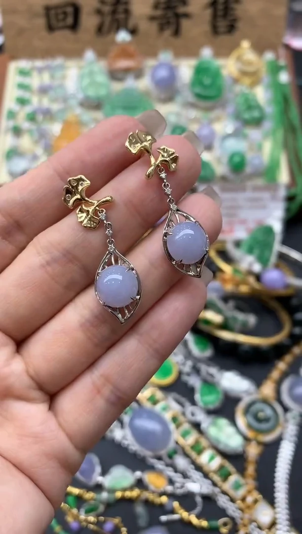 【闪购商品】翡翠耳饰18K金镶嵌290-中国好珍宝