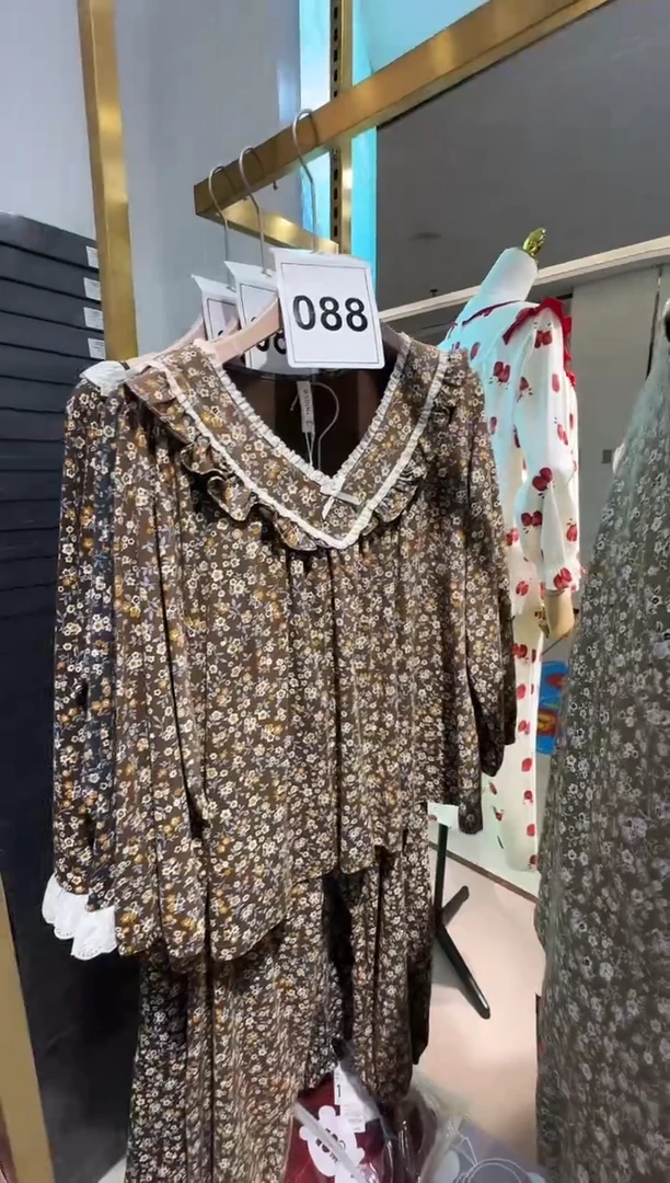 棉类混纺90363女款睡衣咖啡色XXL1
