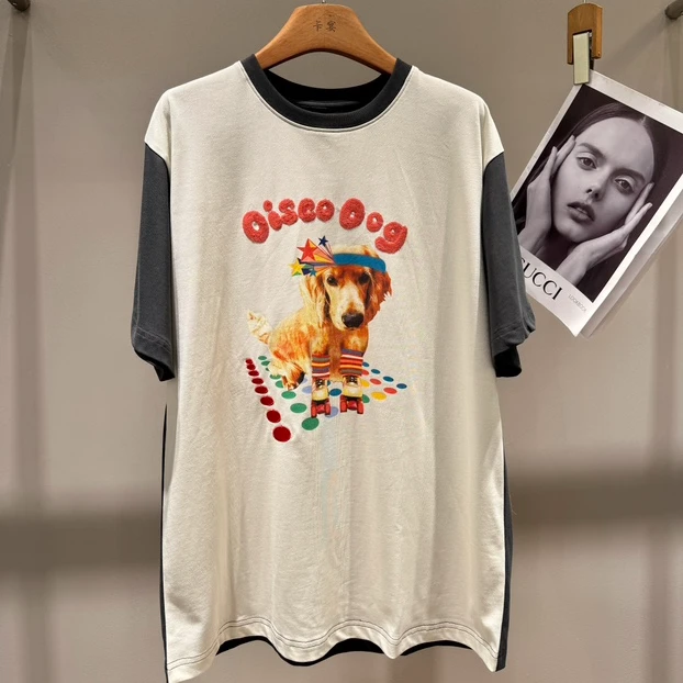 25005 新款插肩袖袖T恤多巴胺穿搭美式港上衣