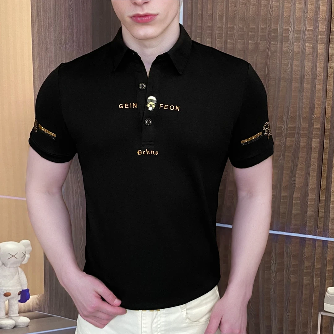《闪标饰彩》2025夏男士Polo衫帅气时尚夏季半袖潮流修身翻领高品质
