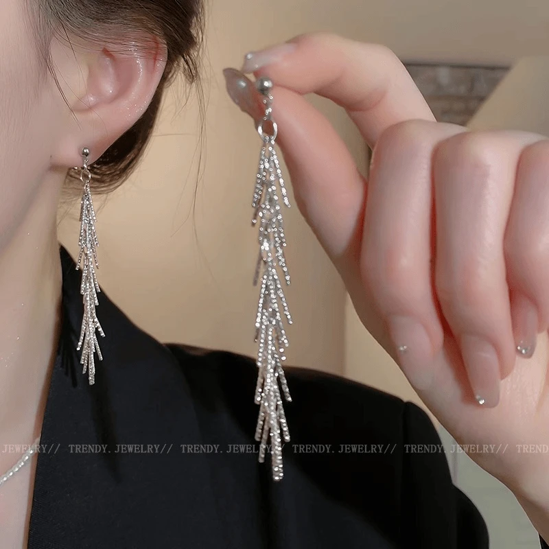 合金耳饰 金色麦穗耳环长款流苏耳钉高级感小众个性时尚耳坠耳饰