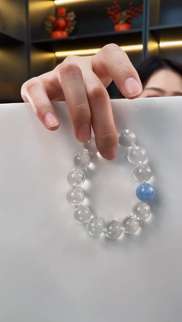 未镶嵌手链水晶牛鼻孔海蓝宝手串