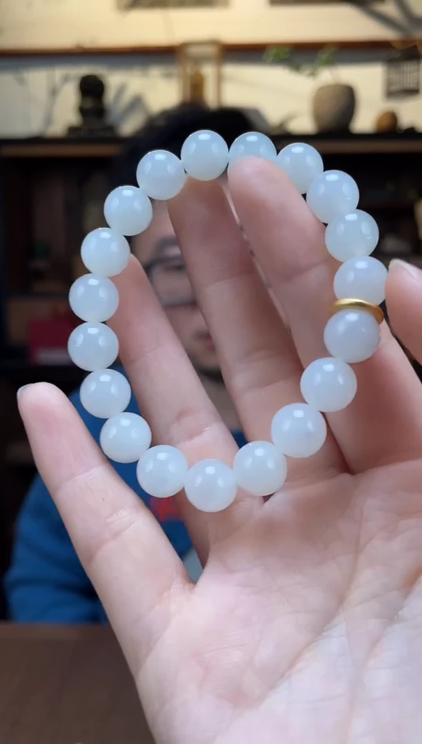 【闪购商品】和田玉手串银S925镶嵌白玉手串*3TF多样发一