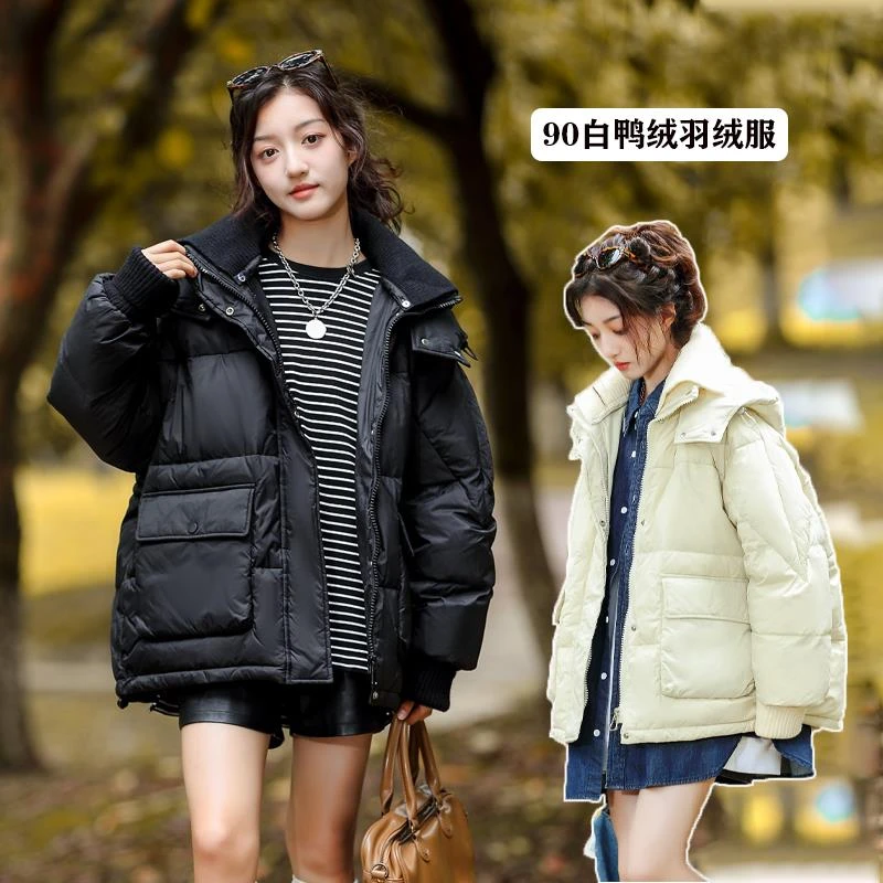 骄骄虎女童冬款羽绒服初中生高中生连帽白鸭绒学生厚实外套潮J701