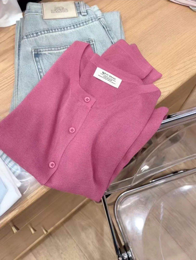 七言家巨好看~ ins穿搭树莓粉冰感防晒百搭空调开衫