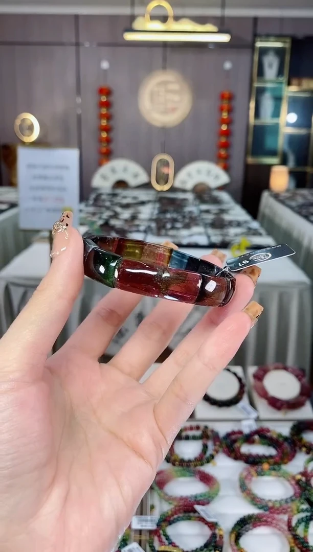 老矿碧玺西瓜镯牌未镶嵌碧玺dan一物一证