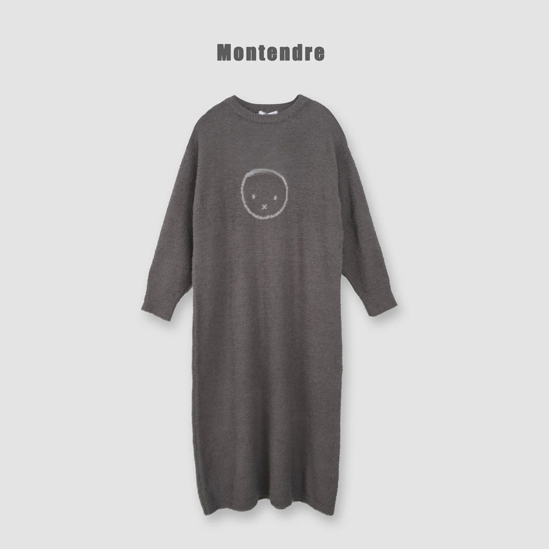 【MonTendre】秋冬新款 M 时尚舒适刺绣睡裙简约保暖减龄长袖连衣裙