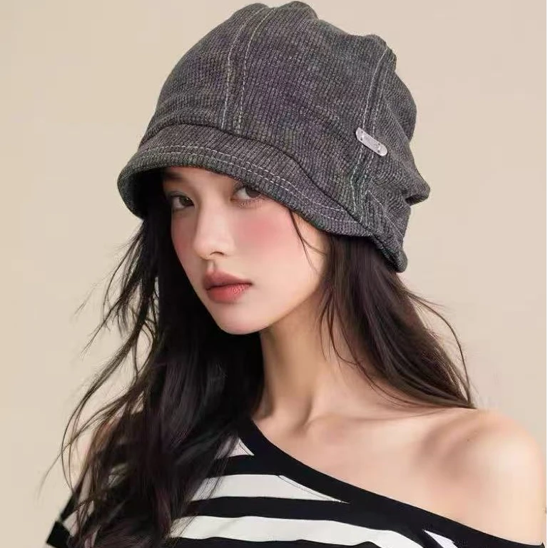 CZON·美式复古冷帽｜素颜遮脸渔夫帽堆子女秋冬黑色街头休闲显脸