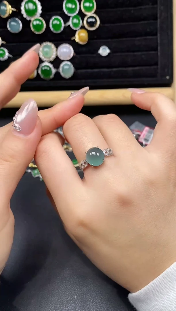 银S925镶嵌戒指翡翠3454