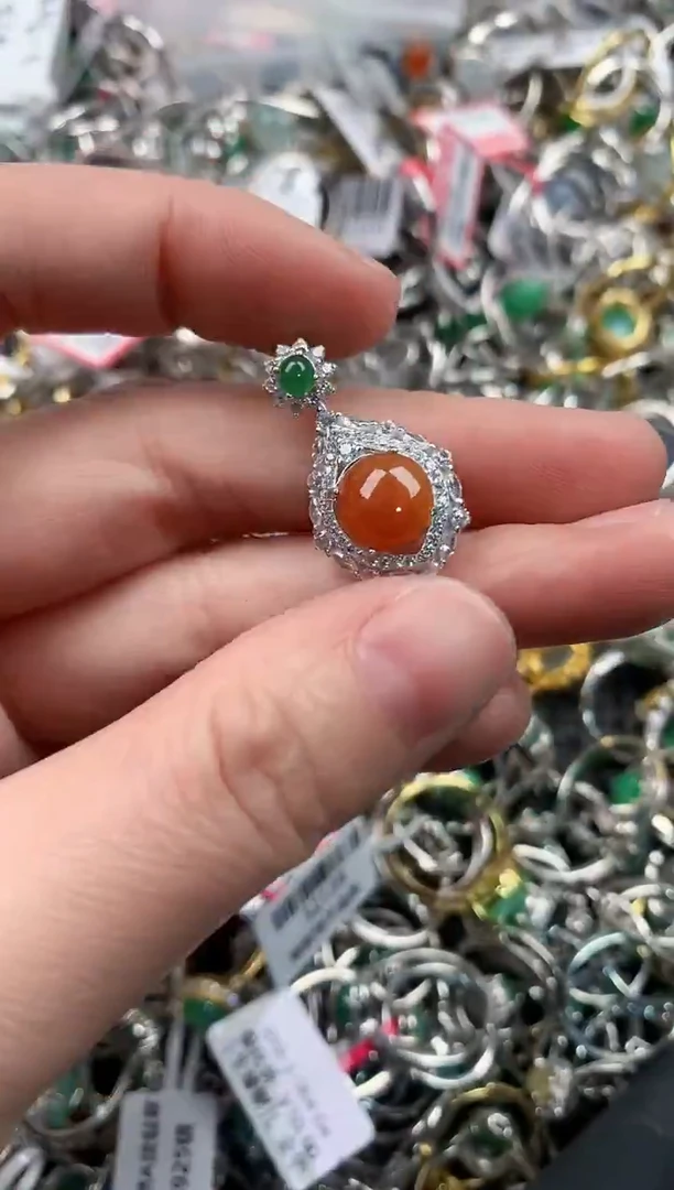 银S925镶嵌戒指翡翠10                  7