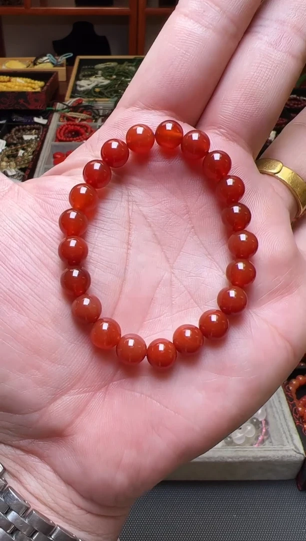 未镶嵌手链玛瑙/玉髓红玛瑙单圈手串