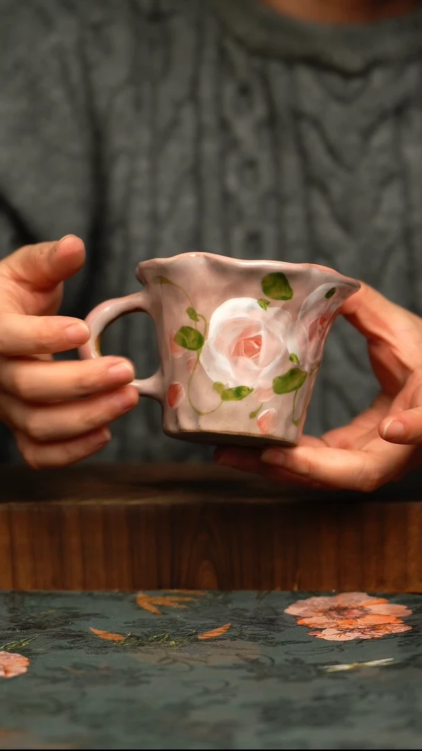 杯釉下彩手工手绘同款陶器