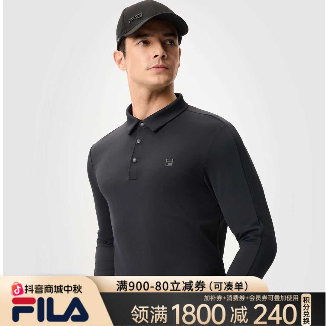 Fila斐乐【翻领保暖加厚长袖】冬男款POLO运动时尚上衣A11M515204F
