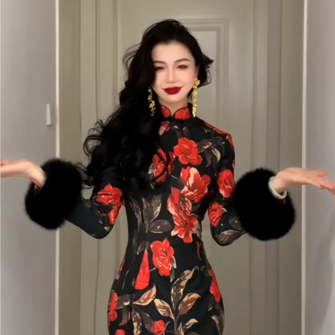 【尔尔古典美学】复古新中式旗袍【晚棠】秋冬修身中国风旗袍显瘦