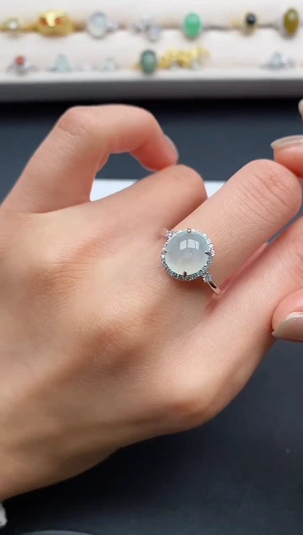 银S925镶嵌戒指翡翠22222222+8