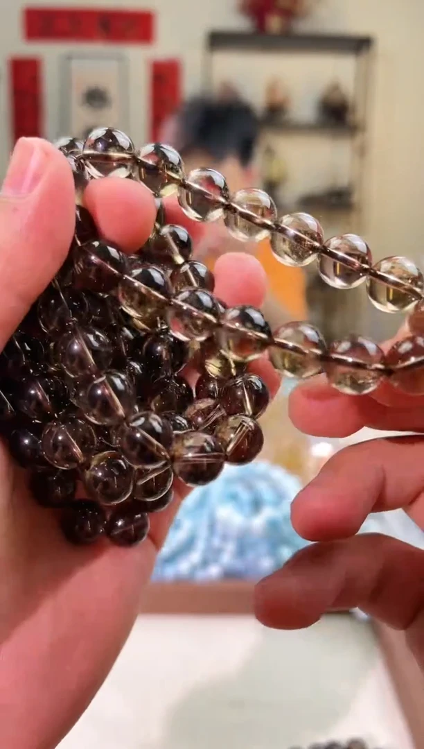 烟晶手链未镶嵌12mm+深茶水（多样性发一）