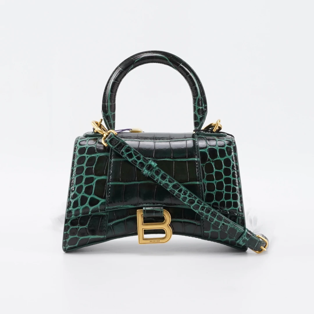 95新 Balenciaga/巴黎世家 沙漏包XS鳄鱼纹/BG22012575