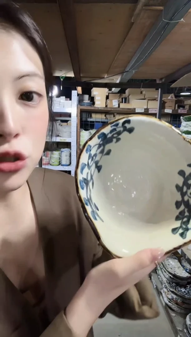 陶瓷唐草19.5cm变形面碗一个