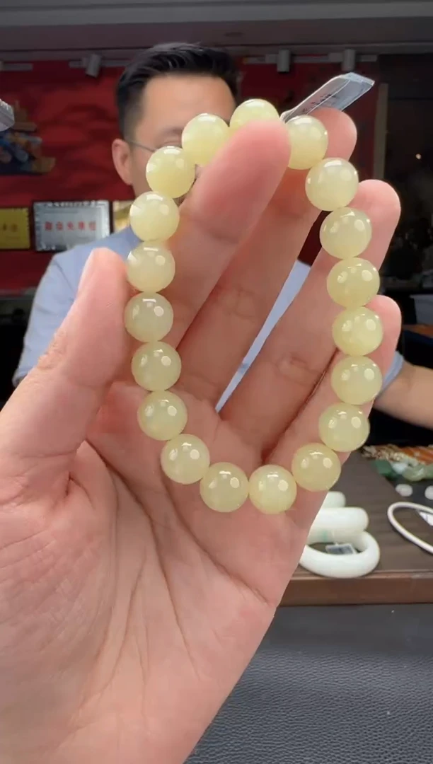 手串未镶嵌和田玉蜂蜜水单圈手串