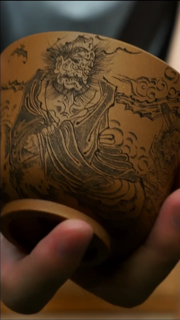 茶杯紫砂南柯记全手刻钟馗杯