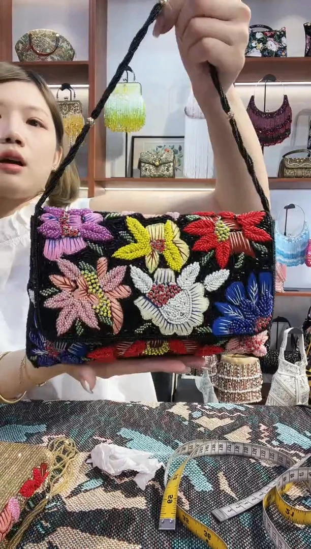 织物20号（多色可选）手工珠珠包包腋下斜跨包手拿包手提晚宴包