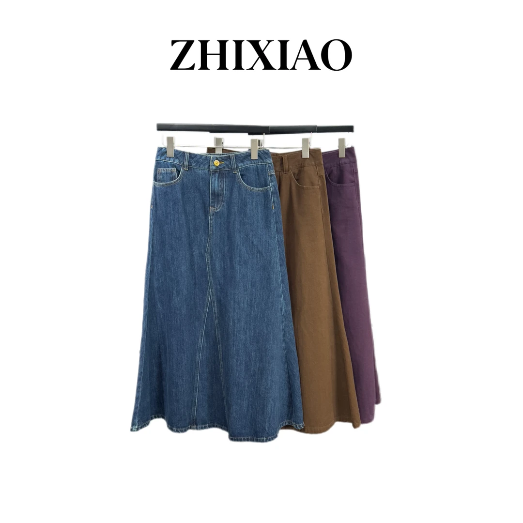 【ZHIXIAO】秋冬新款：极简牛仔裙76125