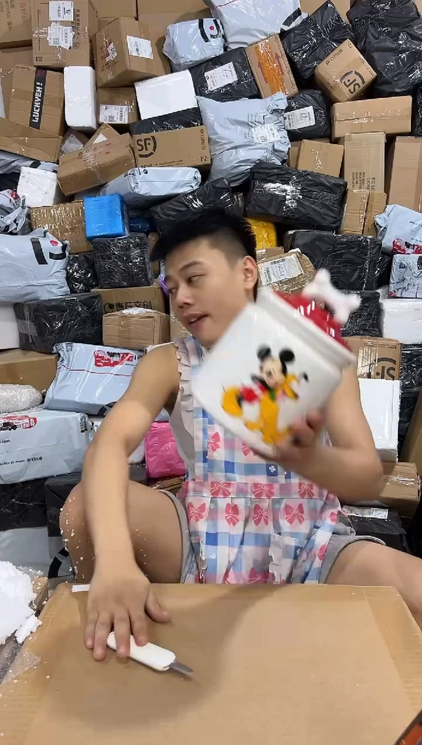 瓷片米奇抱布鲁托罐子