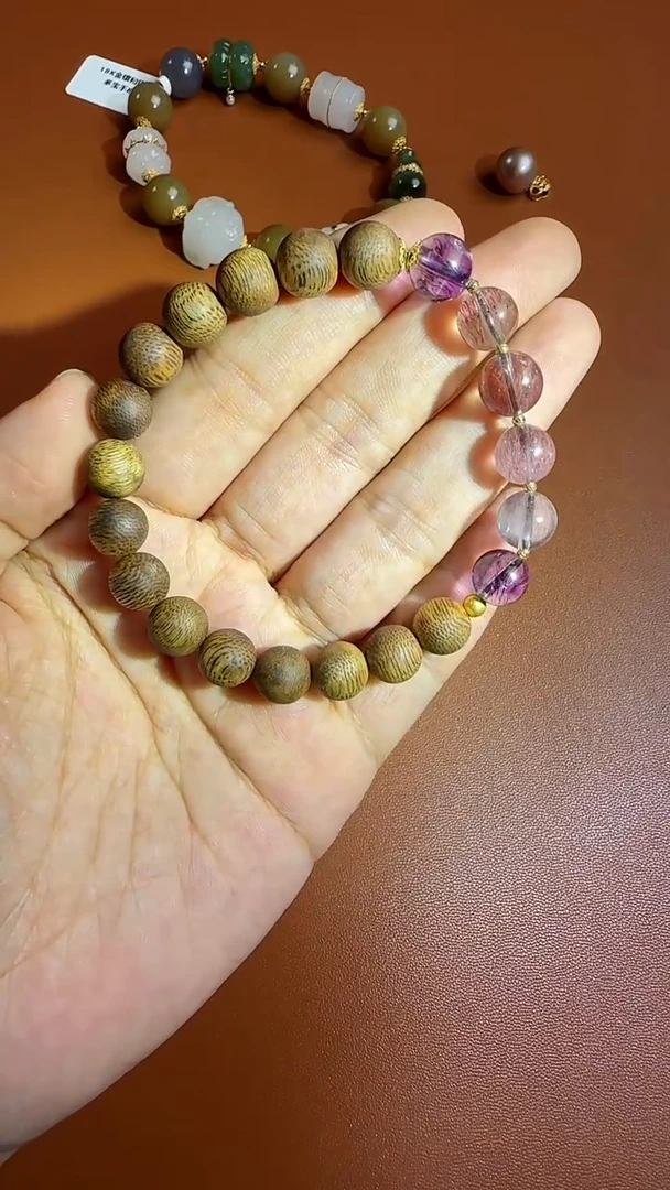 未镶嵌手链水晶18K金9mm超七手串