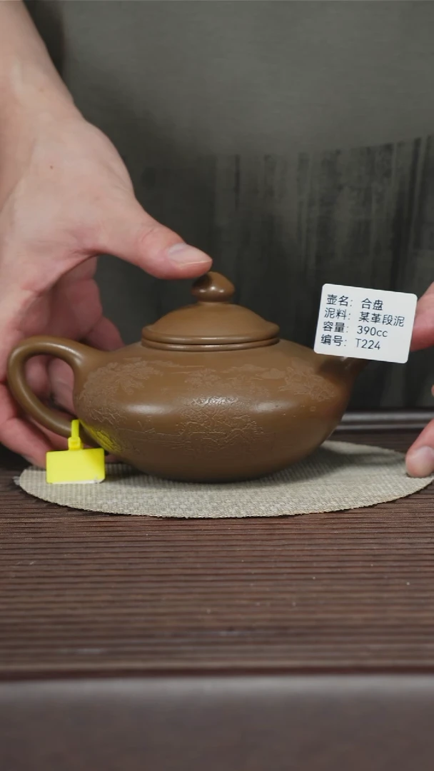 茶壶紫砂T224 孤品 某革段泥 合盘 390cc