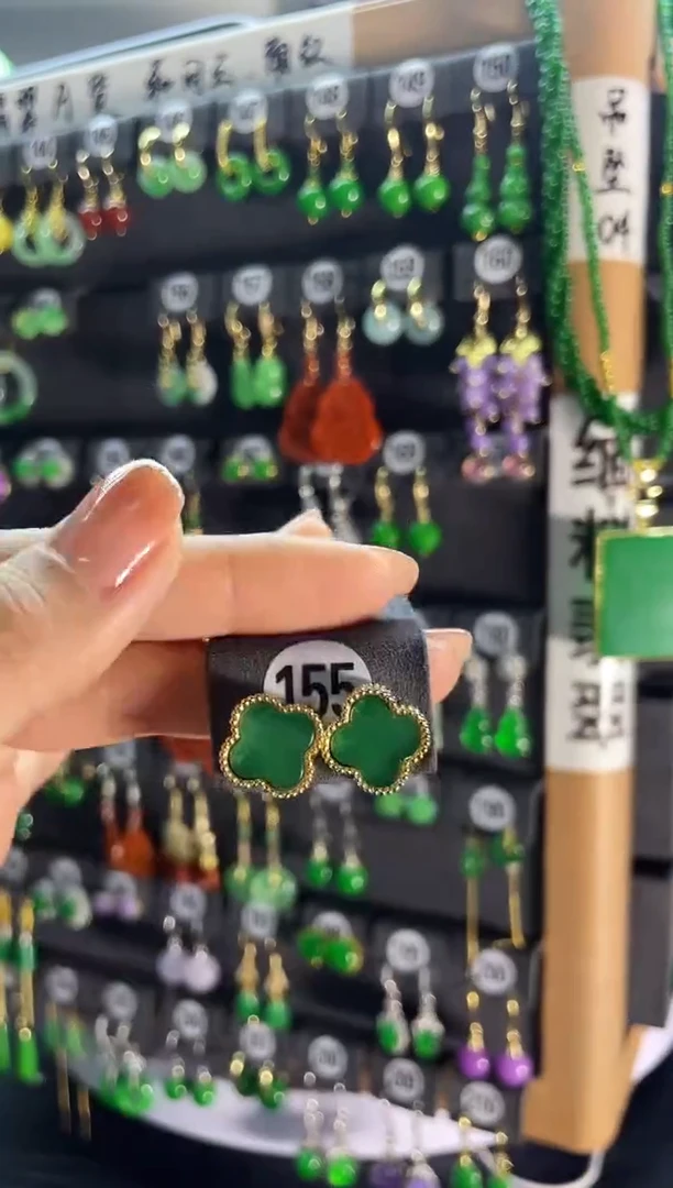 【闪购商品】翡翠耳饰银S925镶嵌155...