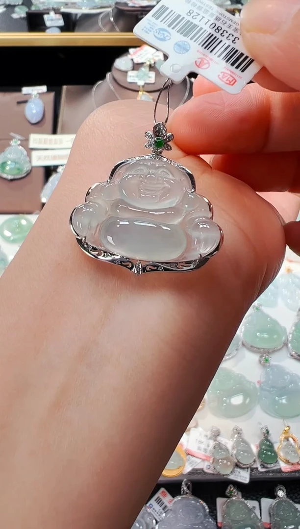 【闪购商品】翡翠吊坠(不含链)18K金镶嵌佛公吊坠1128