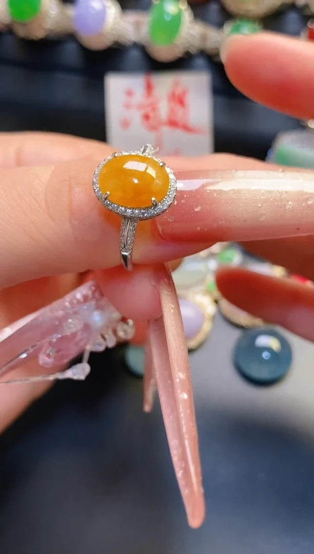 银S925镶嵌戒指翡翠天然