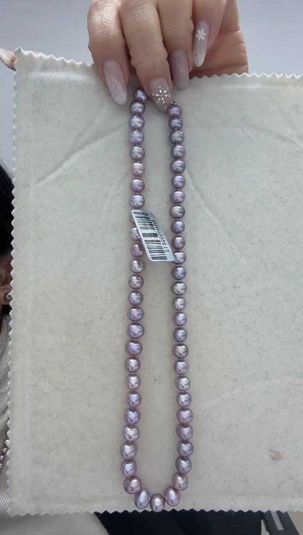颈饰银S925镶嵌淡水珍珠紫 无核 7.3-8.3
