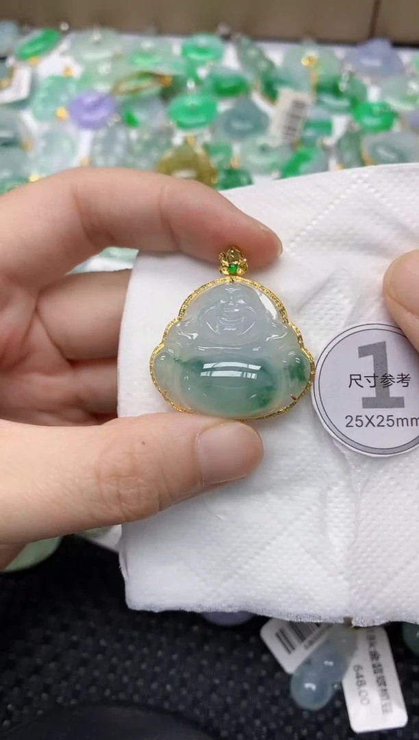 翡翠18K金镶嵌颈饰雨**晴111111111