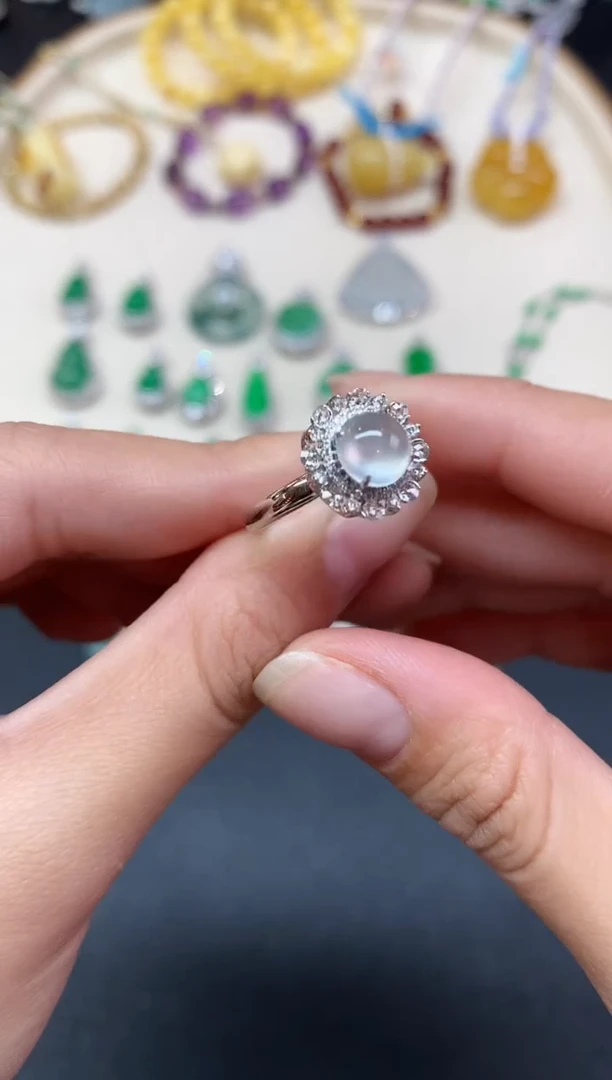 【闪购商品】翡翠戒指18K金镶嵌戒指A522|5980