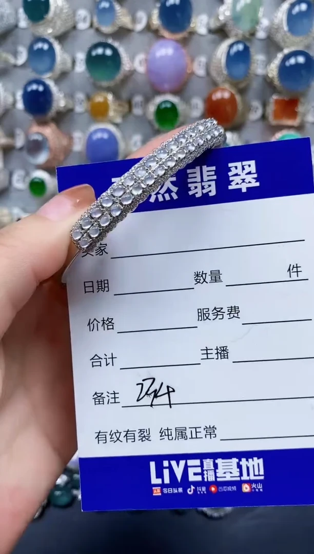 翡翠手镯银S925镶嵌0234