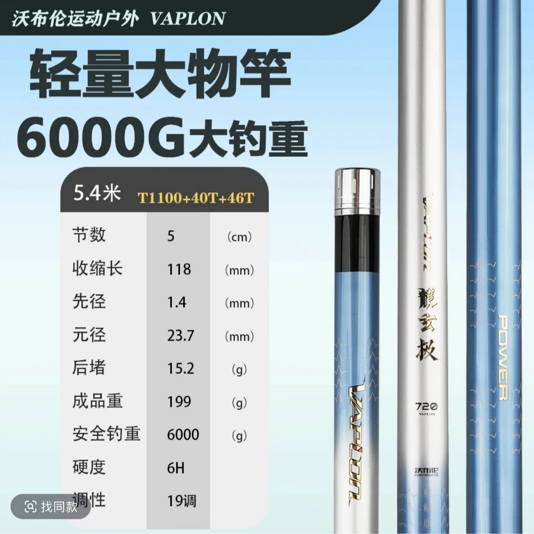 沃布伦新品龙玄极6H19调轻量大物竿T1100+40T+46T鲢鳙鱼竿台钓竿