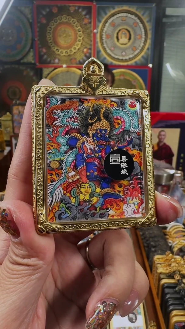 吊坠壹善缘城手绘唐卡黑c带防水壳