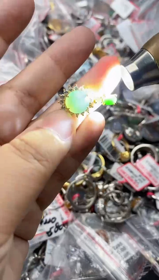 银S925镶嵌戒指翡翠77777   5