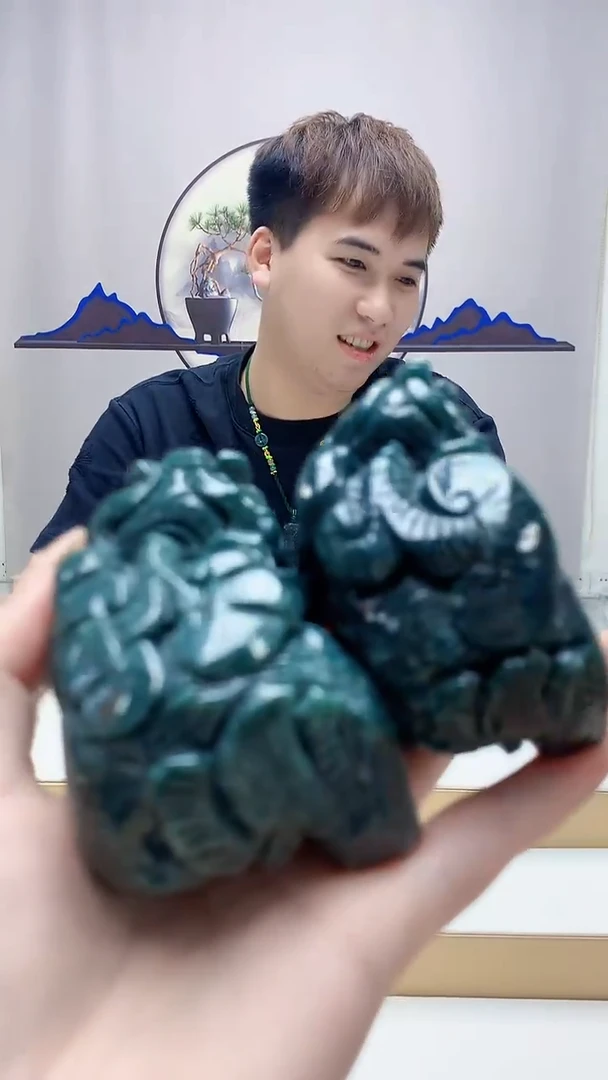 未镶嵌定制翡翠4868DD-毛货挂件一对23