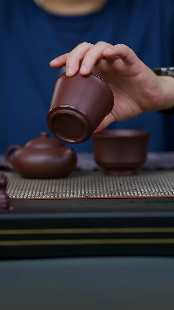 茶壶紫砂10-紫泥马蹄杯100cc