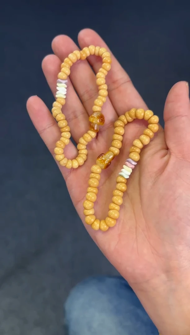 手链蜜蜡未镶嵌  龙脊大肠【奶油蘑菇】