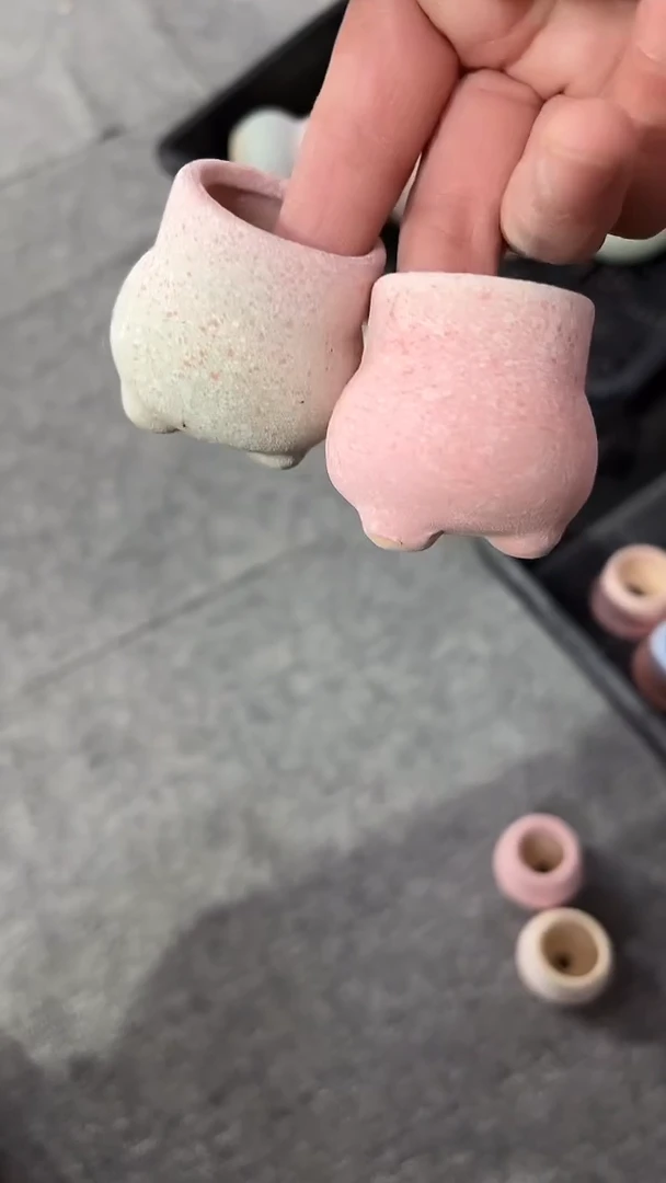 麦饭石粗陶多肉花盆3*3两个