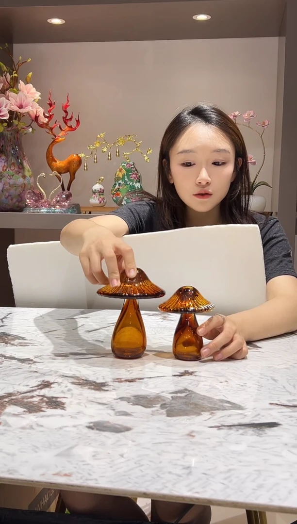 手工蘑菇琉璃小摆件