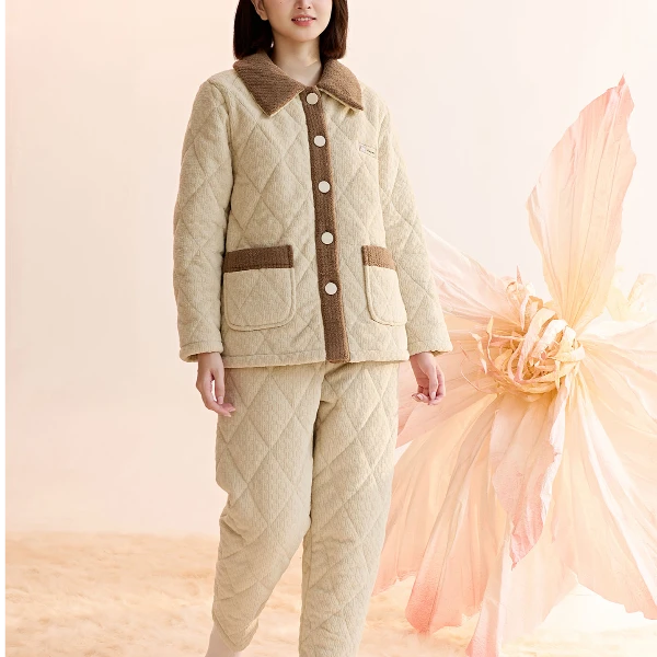 Fiarady/花丛丽影女款家居服冬季夹棉女士睡衣冬天34912092套装