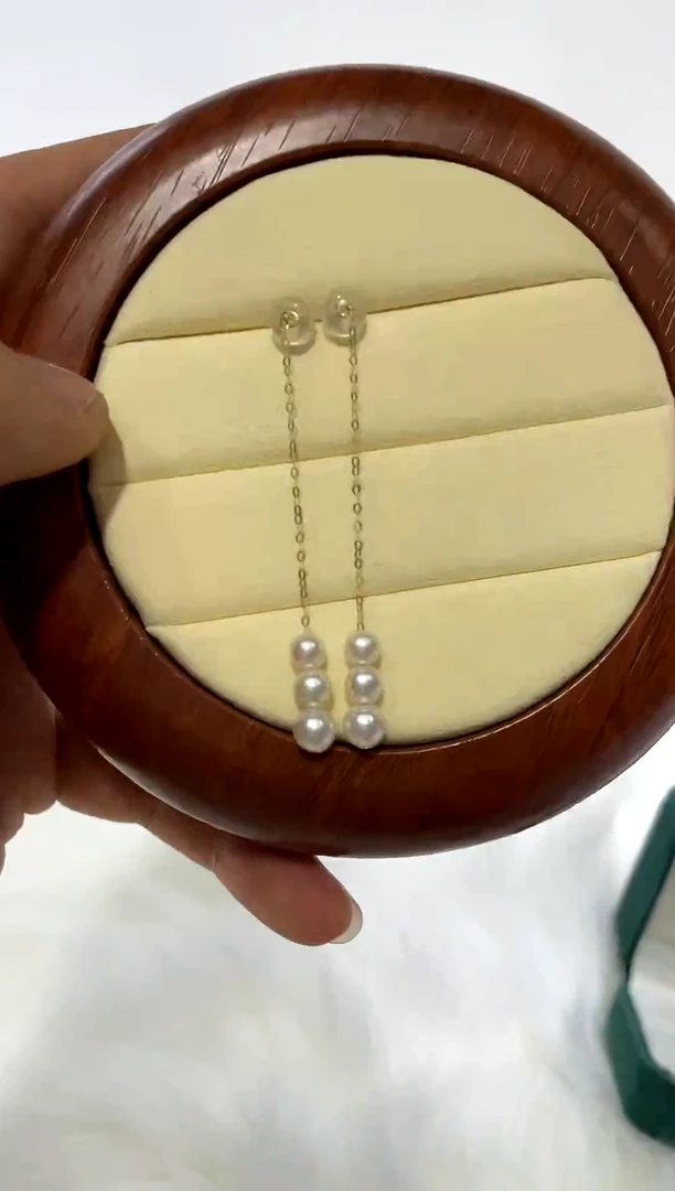 18K金镶嵌海水珍珠耳饰5-6