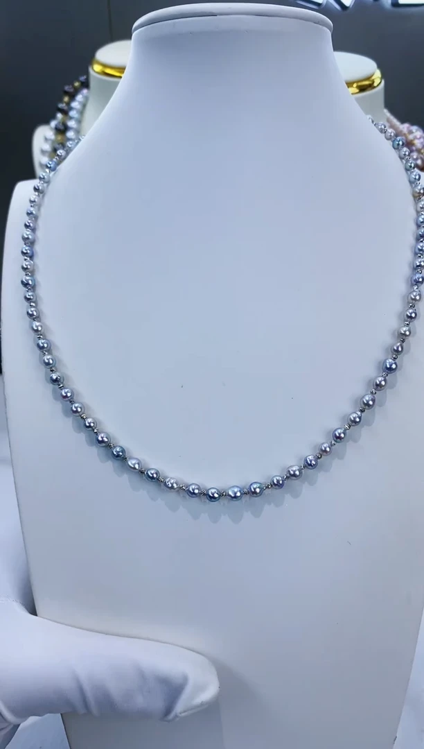 项链18K金镶嵌海水珍珠Y海水设计款项链3-5