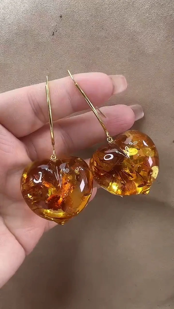 琥珀颈饰未镶嵌耳环