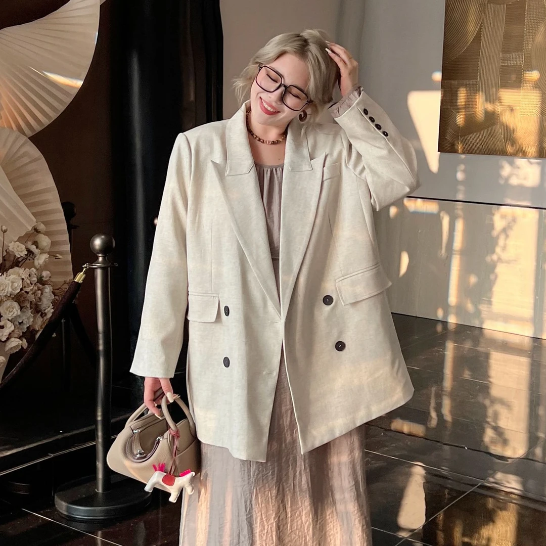 媛子大码高级感西装外套小众休闲宽松韩版设计感时尚西服83382