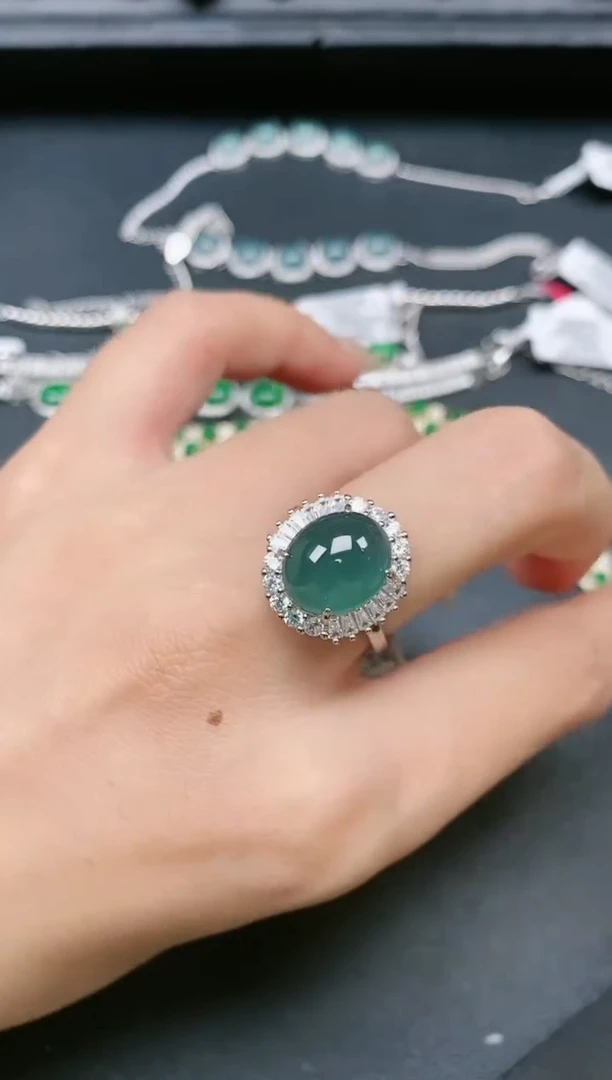 翡翠戒指银S925镶嵌111111